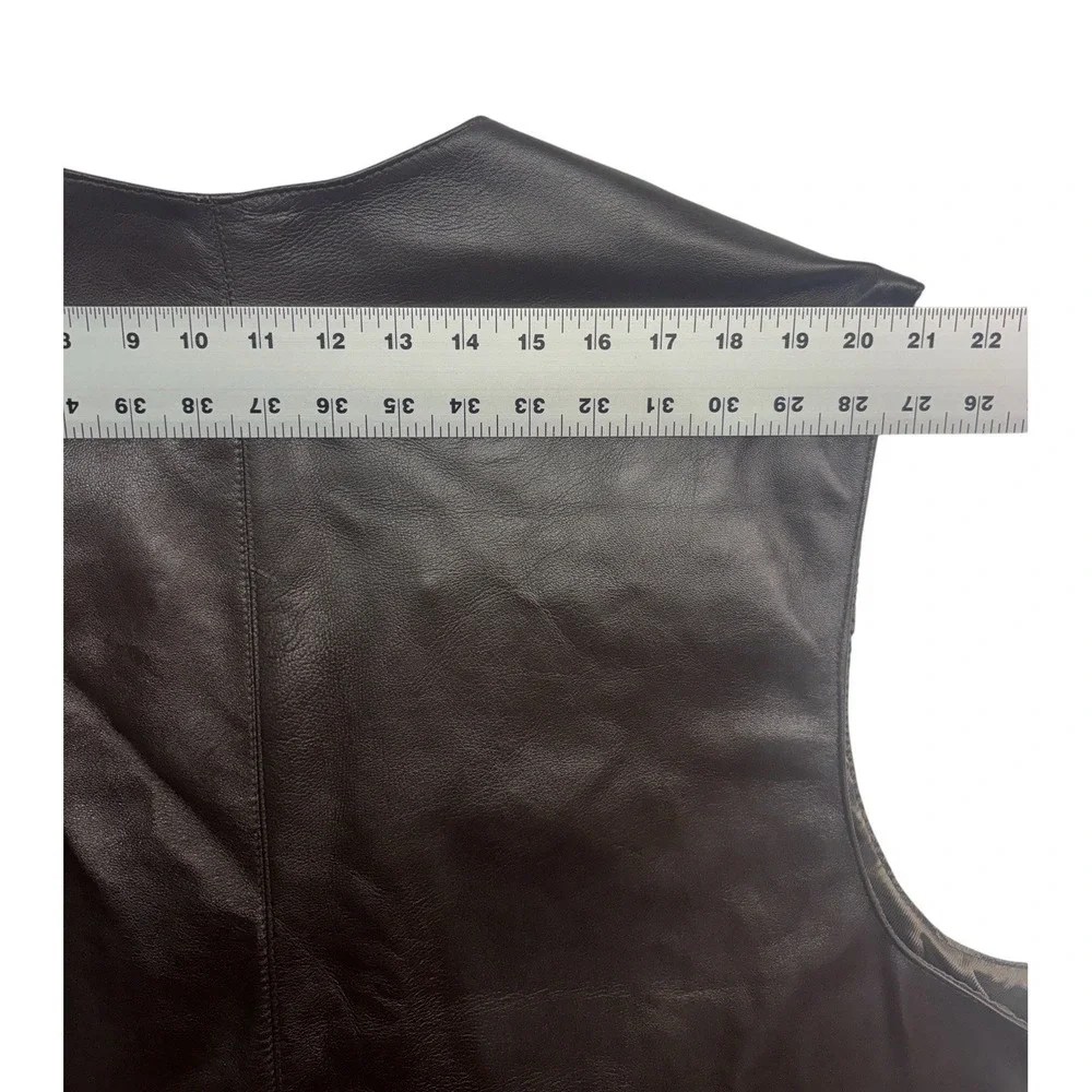 vtg‎ 60R 4XL Brown Leather Vest Biker Motorcycle Soft Lambskin Western Bespoke